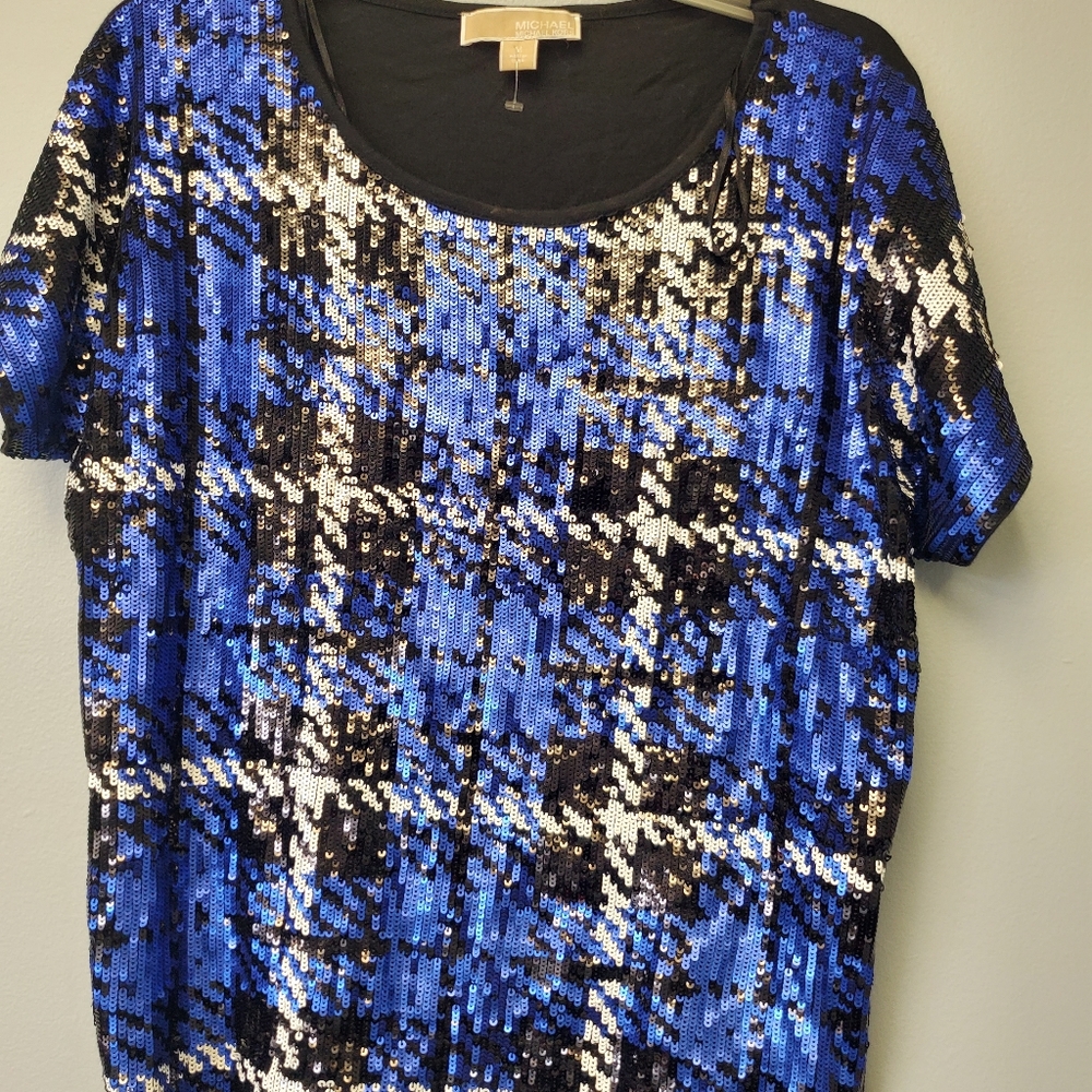 Argyle Pattern Sequin Michael Kors Top - image 2